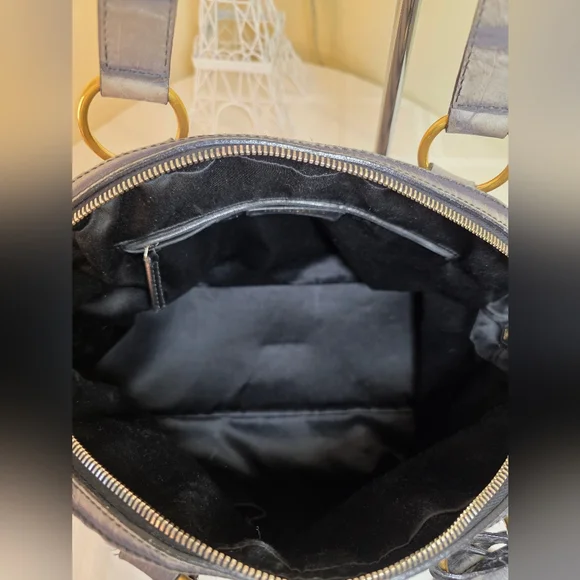 YSL Rive Gauche Embossed Suede Muse Bag. With COA. VGUC - Picture 13 of 14